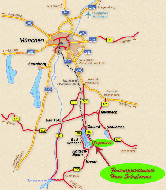 Anfahrtplan nach Tegernsee